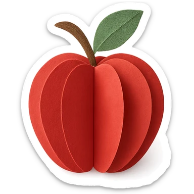paper craft style red apple sticker