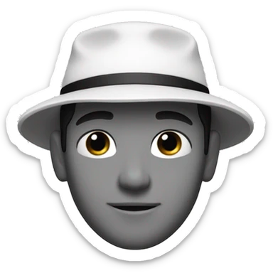 a white handsome person made in black and white wit black hair and a cap sticker