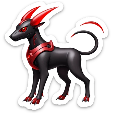 Shiny Gothic Exotic Futuristic Houndoom-Genesect-Pokémon-Fakémon-hybrid-creature sticker