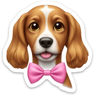 dog wearing a pink bow sticker