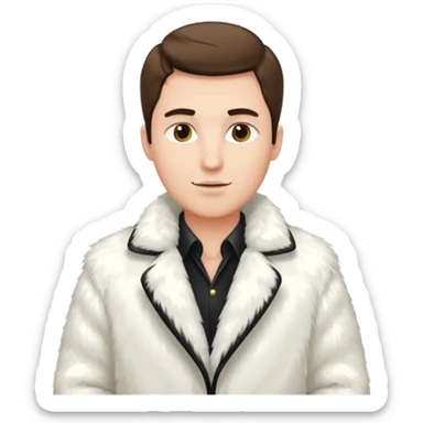 luxary white fur coat man sticker