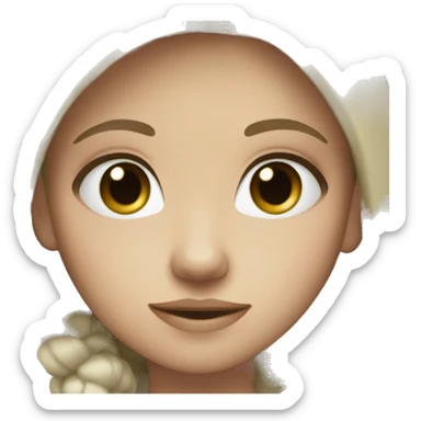 White tan girl with dark but bright brown hair with blueish green eyes sticker