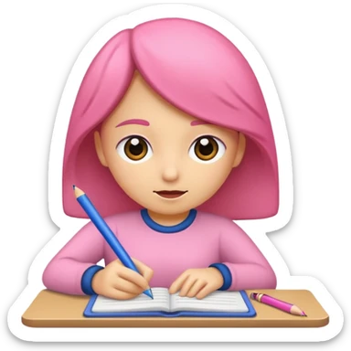 lapiz rosa escribiendo pensando sticker