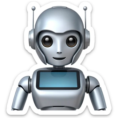 helpful robot assistant with a screen face sticker
