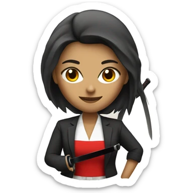 LADY BOSS WITH RED HARI AND KATANA sticker