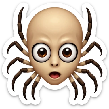 A boy's face with the features of a spider blowing a kiss sticker
