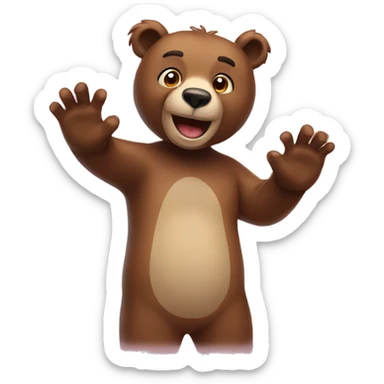 A bear waving good bye sticker