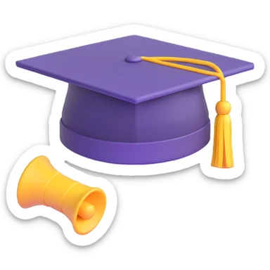 graduation cap emoji, 3D Microsoft Fluent style sticker