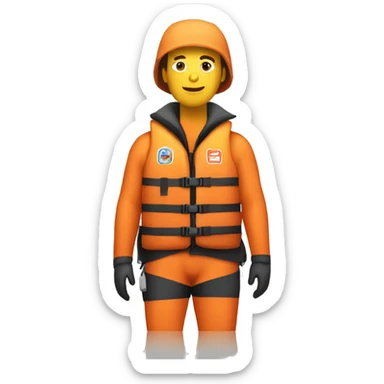 person wearing an orange kayaking lifejacket sticker