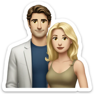 blonde white woman long hair standing next to Jack Schlossberg sticker