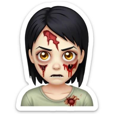 faca o icon de um zombie c cabelo preto e a parte lateral no degrade loiro sticker