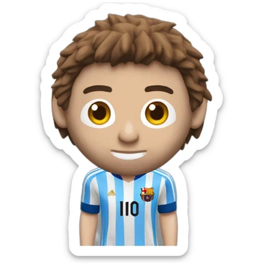 lionel messi with hair from polyurethane foam kicking soccer ball sticker
