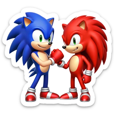 Sonic the Hedgehog and Knuckles the Echidna fist bumping sticker
