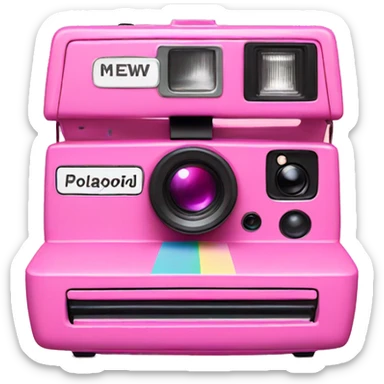 pink polaroid camera  sticker