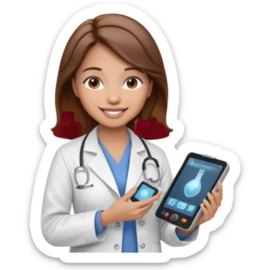 Can you make an emoji of a light skin brown hair ultrasound technician sticker