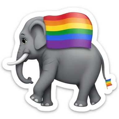 elephant with gay pride flag  sticker