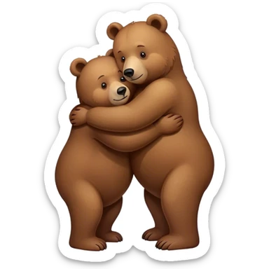 Bear hugging each other sticker
