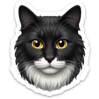 long haired cat half black half white black jaw sticker