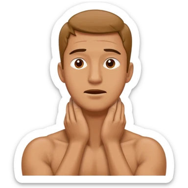 Um homem apertando o pescoco com as duas mãos  sticker