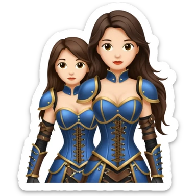 long hair brunette woman with corset armour sticker