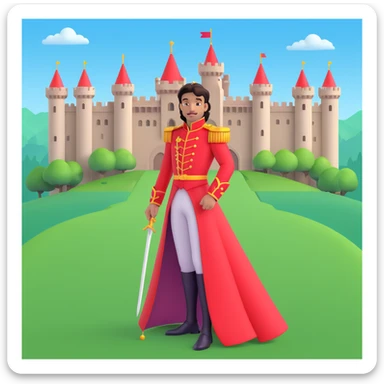 prince in red dress, royal castle background sticker
