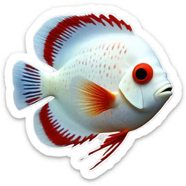 DISCUS fish white and red dot sticker