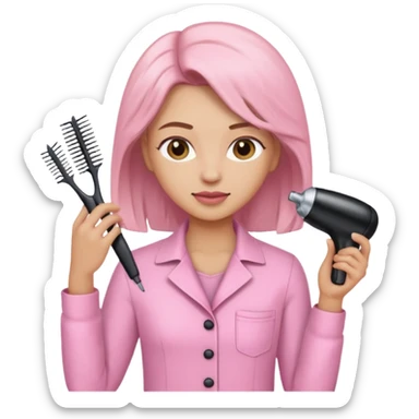 hairdresser with light pink clothes sticker