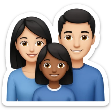 Couple of married man and woman with one kid teenager on the middle with black hair sticker