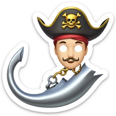 Pirate Hook, clean vector emoji, with rich details, no face on objects, white background sticker