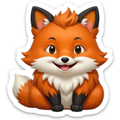 Floofy the Creampuff fox blackish away laughing, chubby. Black paws orange color sticker