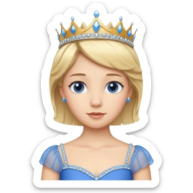 Princess in Blue Dress with Tiara, short Blonde Hair sticker