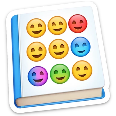A textbook with the word 'emoji' written on the cover sticker