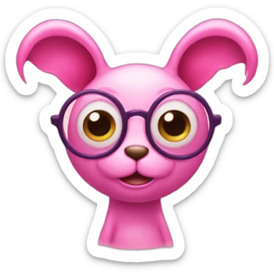 A pink four eyed creature with big ears sticker