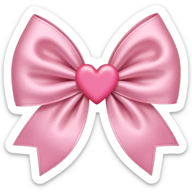 dainty pink bow in coquette style, heart in the middle, soft and whimsical sticker