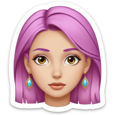 very pretty candy shop girl face with unique color hair and earrings sticker