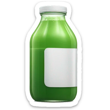 aesthetic green juice in clear drink bottle with white screw lid realistic soft textures sticker