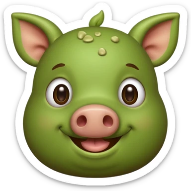 Green pig with big poop sticker