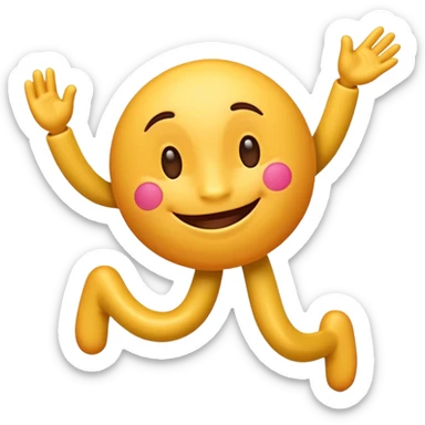 A cute 3D emoji of the English letter 'A' with cartoon arms and legs, dancing happily. Vibrant colors, expressive eyes, smiley face, high quality, white background, sticker style, glossy finish. sticker