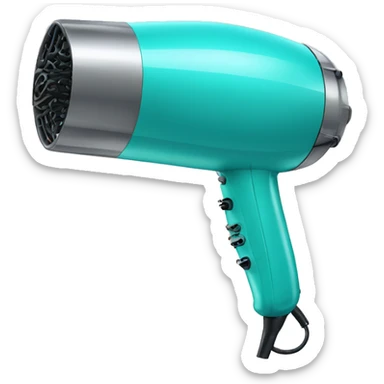 Realistic isolated turquoise hair dryer sticker