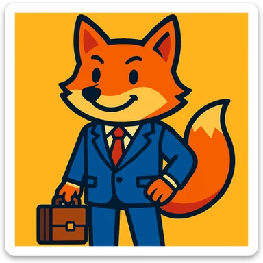 Add a briefcase to the fox in a business suit, keep the vibrant toon style. sticker