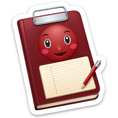 HAZ UN planificador de lista de objetivos en color vinotinto/rojo carmesí brillante, con hojas de cuaderno blancas (no agregues frutas ni nada de eso) https://imgproxy.attic.sh/insecure/f:png/plain/https://attic.sh/z0hvfdddapmiax935oa389bq0wzk  sticker