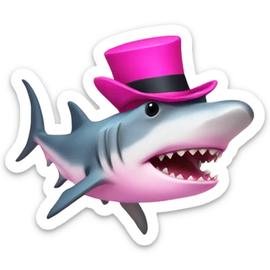 Hammerhead shark with a pink top hat  sticker