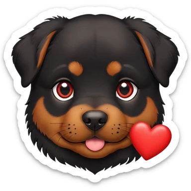 Rottweiler puppy with red heart sticker
