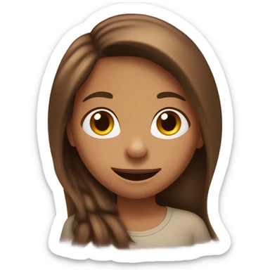 Light Brown girl with long brown hair sticking out her tongue to tease her friend sticker