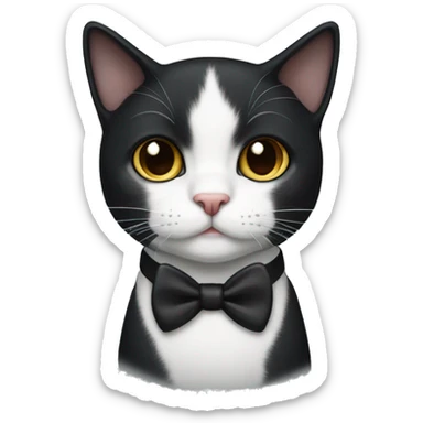 Tuxedo cat with white chin and small white mustache  sticker