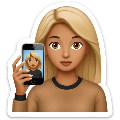 woman using an iPhone to take a photo sticker