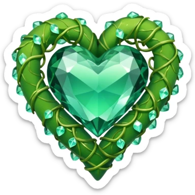 Crystals wrapped in vine in the shape of a heart sticker