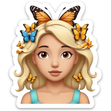 Girl with butterflies in her hair sticker