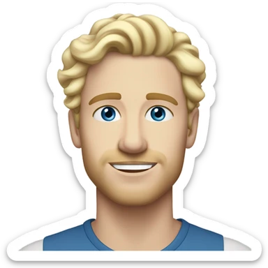 3/4 profile light curl blonde 30yo man blue eyed pale skin sticker