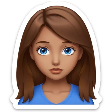 Sultry emoji brown hair blue eye girl sticker